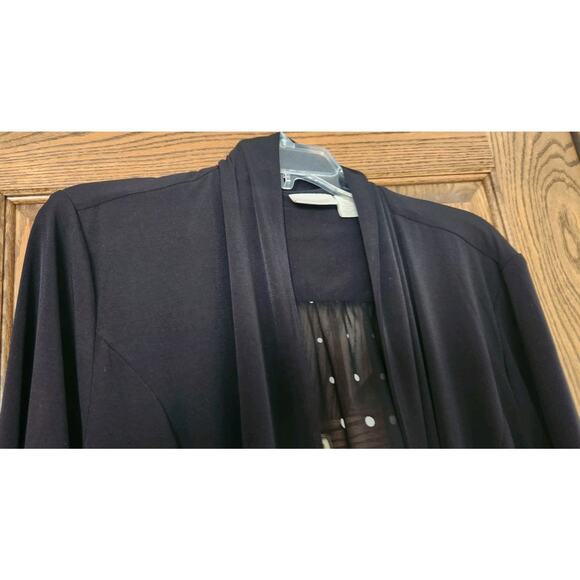 Chicos Black & White Polka Dots Size 3 (XL) Open Jacket TOP Semi Sheer Back - Picture 2 of 8